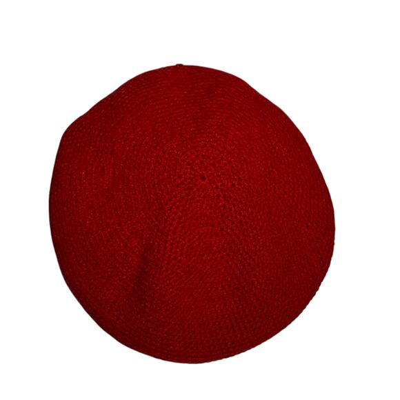 Vintage Red Knit Wool Beret - Classic Style - Picture 2 of 5
